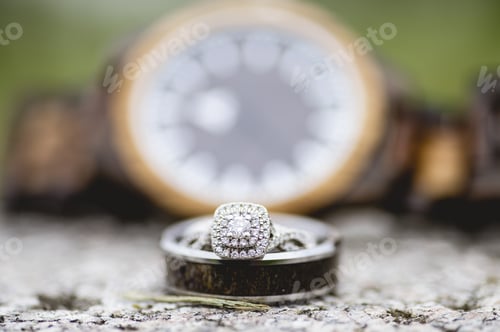 Preview: Closeup shot of a diamond ring with a blurred background