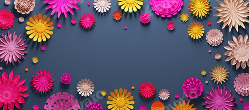 Preview: Colorful paper flowers on white background