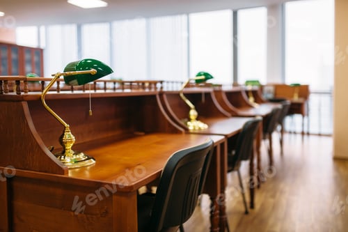 Preview: Reading room, rows of table in university library