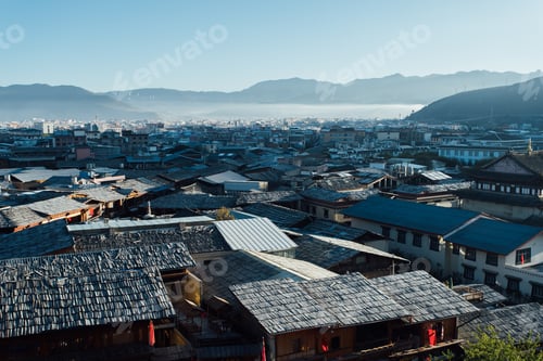 Preview: Rooftop view of Shangrila Old town Yunnan China