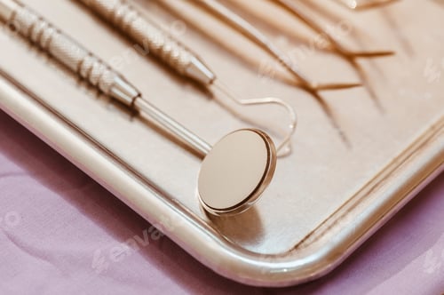 Preview: Dentist tools and equipment for dental care, consisting of dental checkers and mirrors