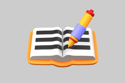 Preview: Cartoon notebook with pen orange