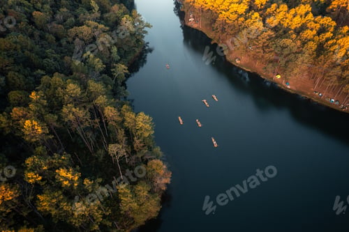 Preview: Beatiful high angle view nature lake and forest in the morning,Pang Ung, Mae Hong Son, Thailand