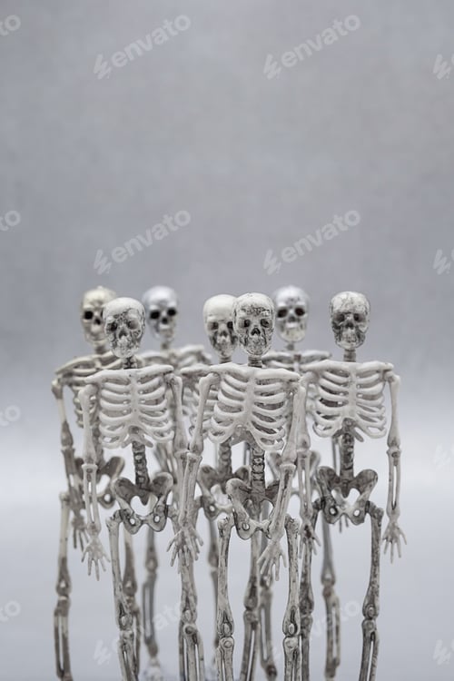 Preview: Halloween skeletons. Party invitation template.
