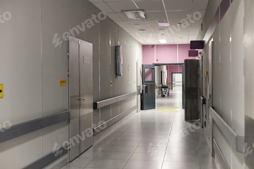 Preview: Empty Hospital Corridor Leading to Vascular Center during Daytime