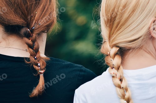Preview: Braided Hair with Glitter Accents in Garden Setting