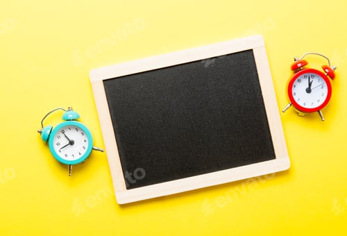 Preview: alarm clocks and blackboard