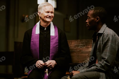 Preview: Cheerful Priest Talking To Black Man