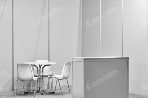 Preview: Empty Booth Area with Table and Chairs