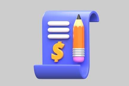 Financial report with pencil icon