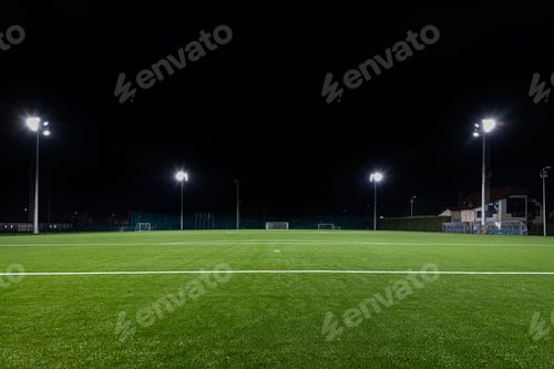 Preview: Empty soccer field at night
