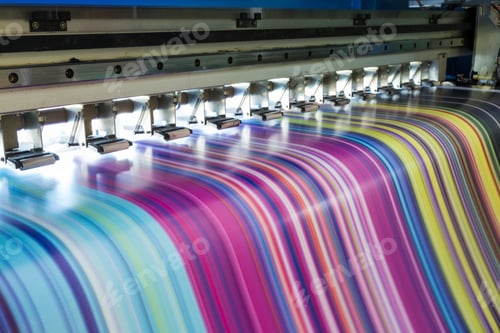 Preview: Large inkjet printer working multicolor on vinyl banner