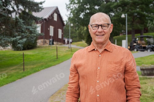 Preview: Senior Scandinavian Man Portrait Outdoors Autumn in Finland Concept