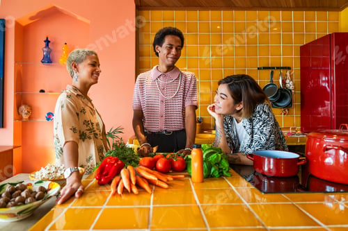 Preview: Group of friends bonding at home, LGBTQ and diversity concepts