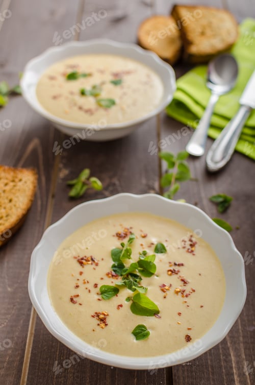 Preview: Creamy zucchini soup with chilli and oregano