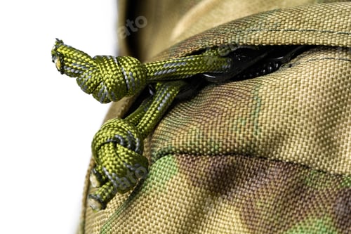 Preview: Close up still life of a green army tactical backpack