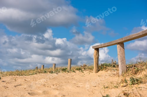 Preview: Wooden fence on Atlantic beach in France