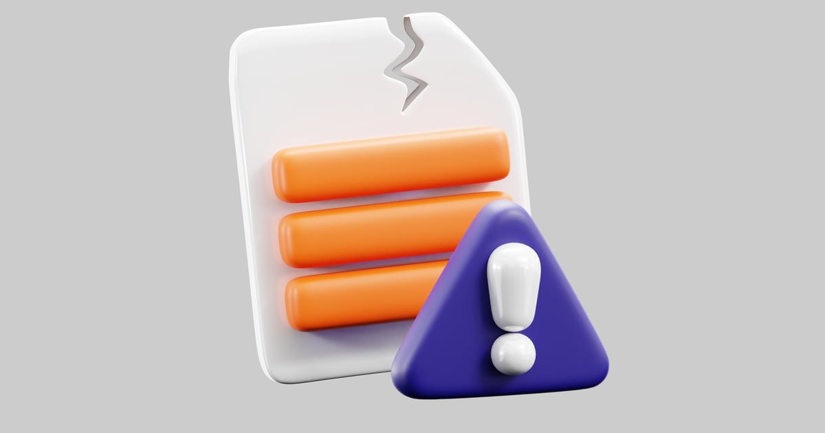 Corrupted file error warning 3D, Incl. alert & damaged - Envato