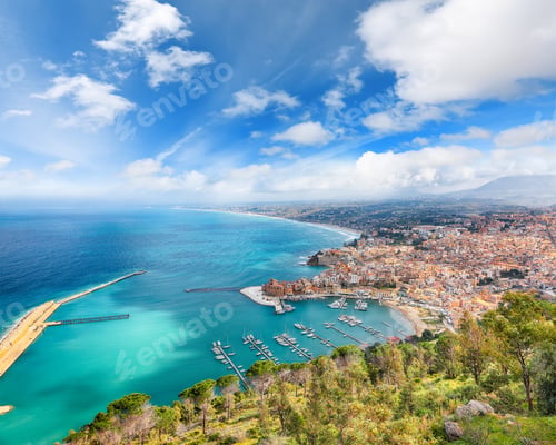 Preview: Spectacular aerial cityscape of Castellammare del Golfo town
