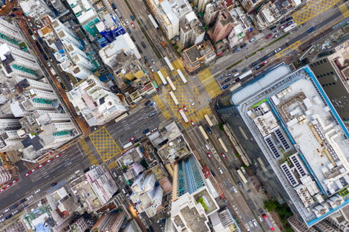 Preview: Sham Shui Po, Hong Kong 06 August 2020: Top view of Hong Kong city