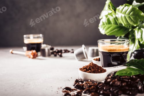 Preview: Coffee in glass cup