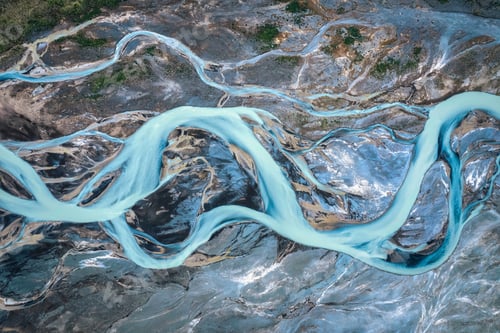 Preview: Natural icelandic glacier river melting pattern texture in summer among icelandic highlands
