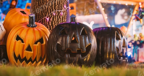 Preview: Halloween Jack-o-lantern Pumpkins. Halloween Tradition. Jack O Lantern. Halloween Background With