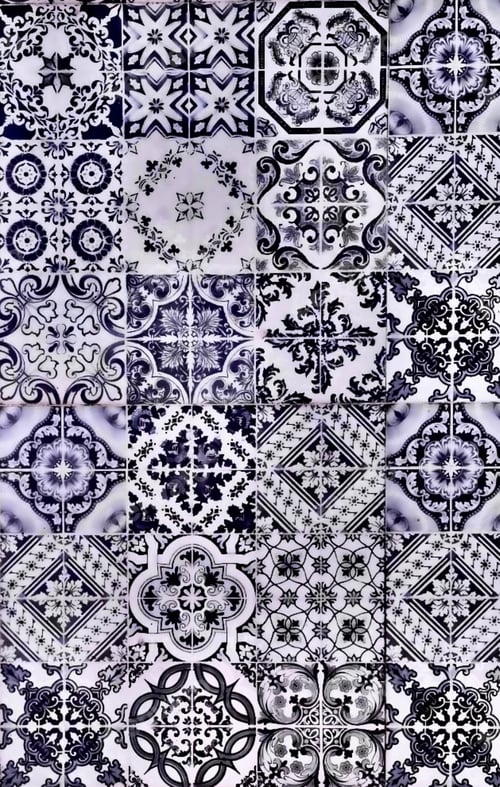 Preview: Black and White Batik Square Pattern