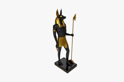 Preview: Standing anubis statue with staffs