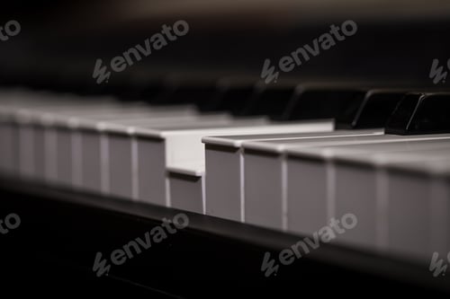Preview: piano keys close-up, musical instrument