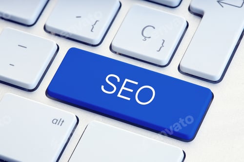 Vista previa: Optimización de motores de búsqueda o SEO Word en la tecla del teclado de