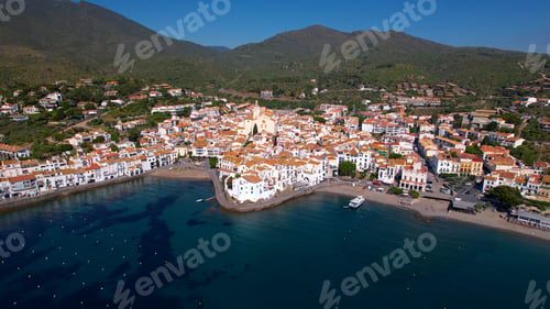Preview: Aerial view of Cadaques town on Mediterranean Sea coast of Costa Brava, Catalonia, Spain