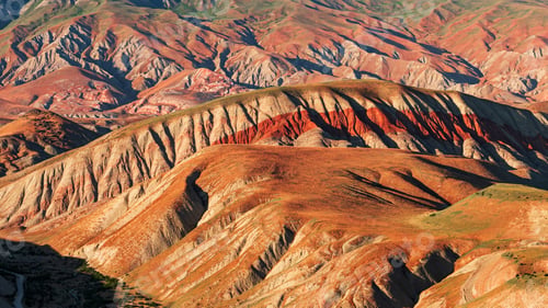 Preview: View of the beautiful striped red mountain