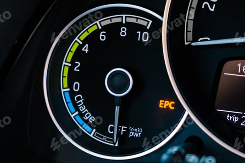 Preview: Engine stop of electric car on the dashboard