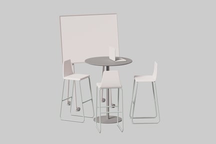 Preview: Minimalist Scene with Round Table, Chairs, and Whiteboard