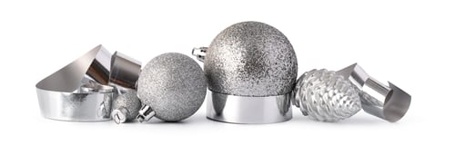 Preview: Silver sparkling Christmas baubles isolated on white background