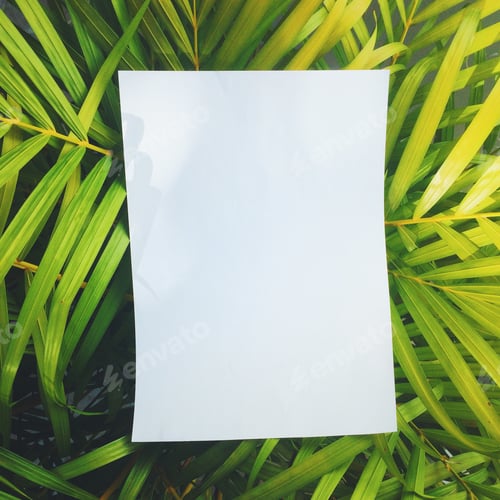 Preview: A piece of paper at floral background