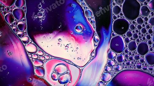 Preview: Abstract Colorful Food Oil Drops Bubbles and spheres Flowing on Water Surface