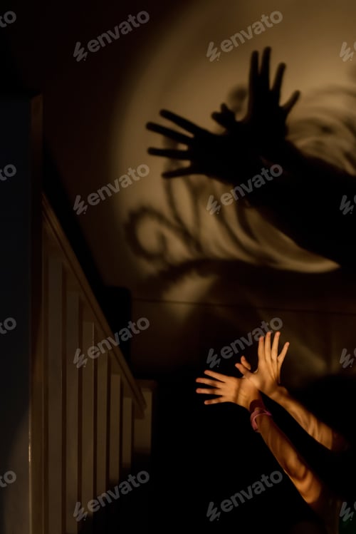 Preview: Mysterious shadow on the wall. Hands