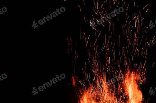 Preview: Fire flame isolated on black