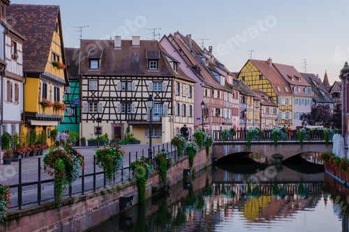 Preview: Beautiful view of colorful romantic city Colmar, France, Alsace