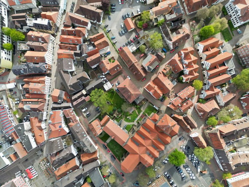 Preview: Aerial view of Minden, Germany's historic city center.