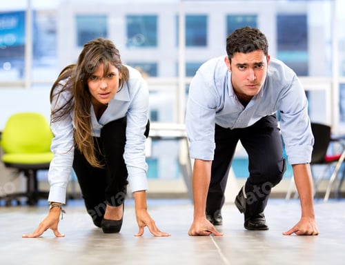 Preview: Competitive Business Couple Racing At The Office