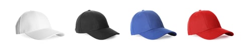 Preview: Stylish baseball caps isolated on white, set