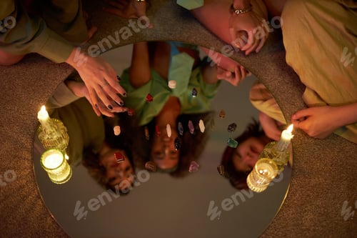 Preview: Girls Arranging Gemstones On Mirror For Spell
