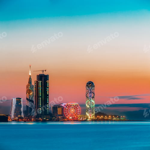 Preview: Batumi, Adjara, Georgia. Sunset Or Sunrise. Bright Evening Sky I