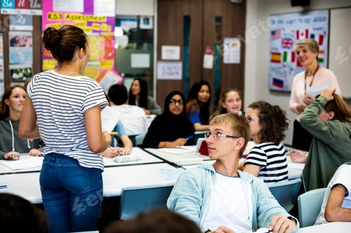 Preview: Group of students learning in classroom