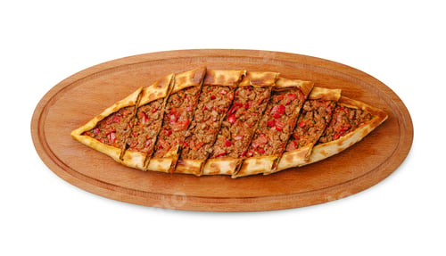Preview: Delicious pide served on a wooden board in a traditional Turkish setting