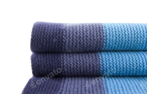 Preview: Folded Blue and Purple Striped Knit Textile