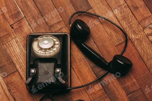 Preview: black retro telephone technology communication vintage classic style